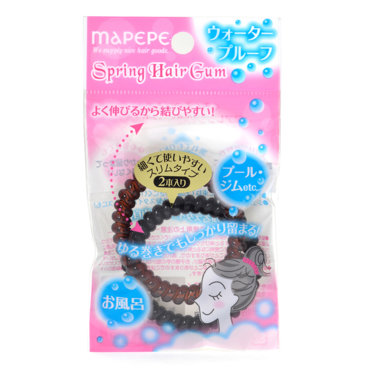 MAPEPE Spring Elastic Hair Tie Slim 2Pcs Black & Brown