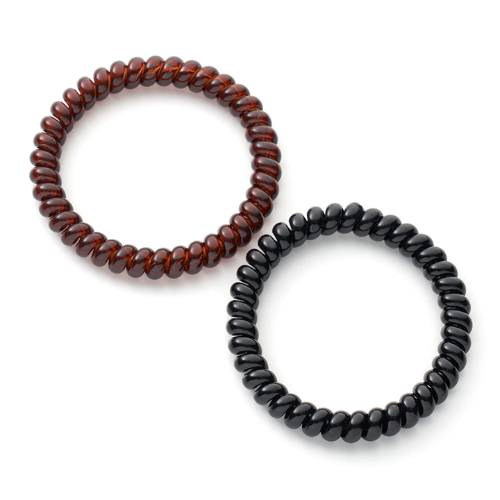 MAPEPE Spring Elastic Hair Tie Slim 2Pcs Black & Brown